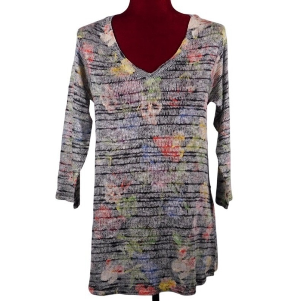 Soft Surroundings Knit Sweater, V-Neck, Lightweight, 3/4 Sleeve NWT Sz Sm Bww6